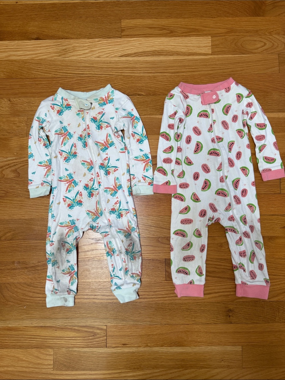 Burt's Bees Baby White Floral & Watermelon One-Piece Pajamas - Pink, Teal